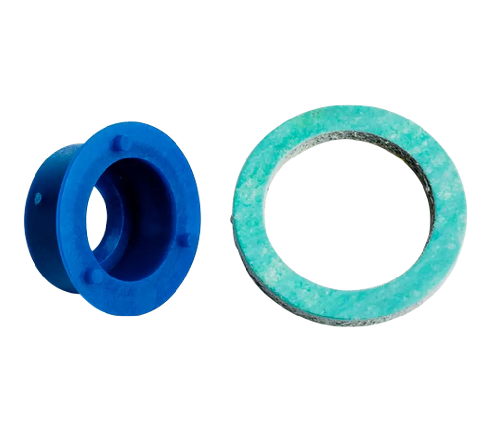 Zwei Gummi-Ringe in unterschiedliche Farben, einer blau und der andere grünlich, für verschiedene Anwendungen, hergestellt von Wolf.